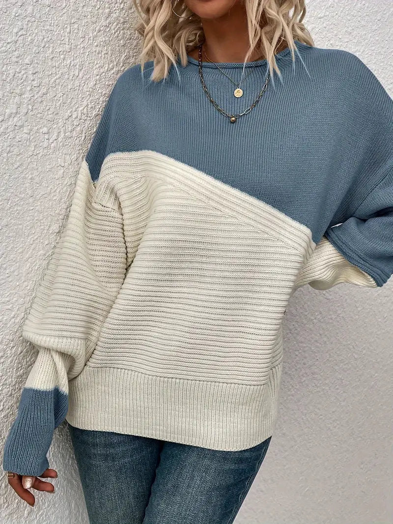 Alice | Moderner Farbblock-Pullover Mit Rundhalsausschnitt Für Stilvolle Looks