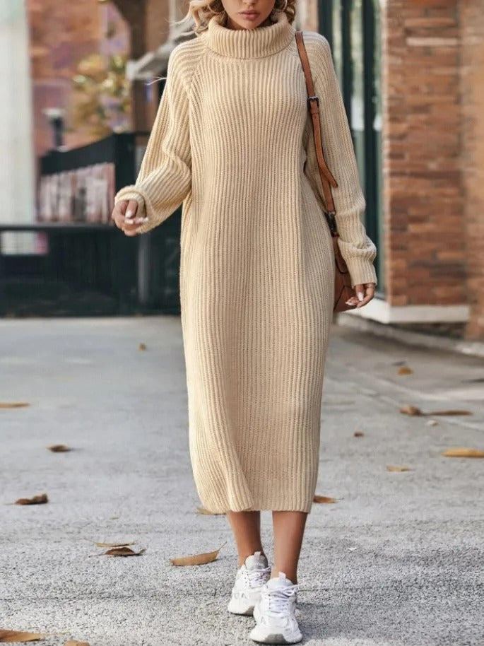 Aura | Komfortables Rollkragen-Strickkleid Für Kalte Tage