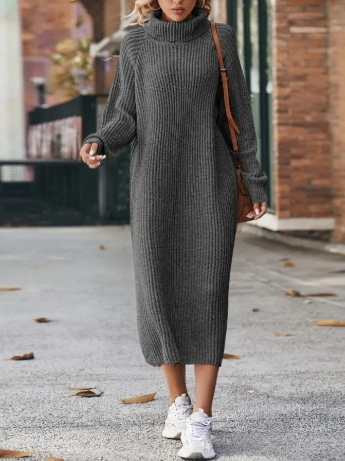 Aura | Komfortables Rollkragen-Strickkleid Für Kalte Tage