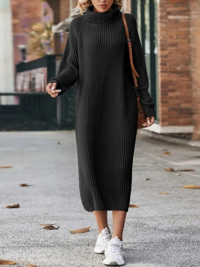 Aura | Komfortables Rollkragen-Strickkleid Für Kalte Tage