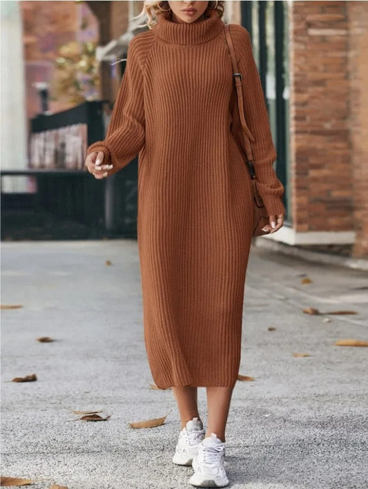 Aura | Komfortables Rollkragen-Strickkleid Für Kalte Tage